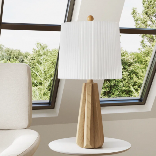 boho style resin table lamp for living room/bedroom/entryway console/decorative supplements with folding shade accent