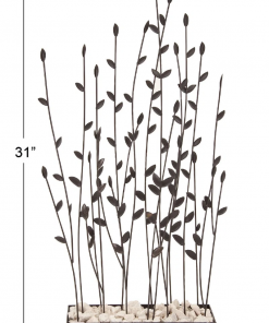 phillipston metal floral decorative black sculpture with loose stones