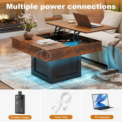 led lift top coffee table with storage