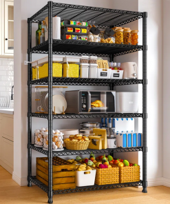 6 tier storage shelves, shelving unit for storage, adjustable kitchen shelves heavy duty pantry shelf