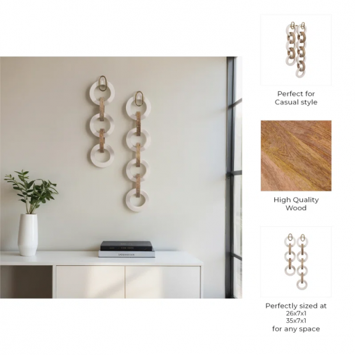 2 pieces 26/35" kano wood and resin wall link chains