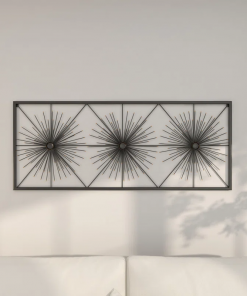 metal sea urchin starburst home wall decor with black frame