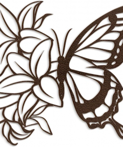 lilies butterfly black gold minimalist modern abstract wall accent sculpture hanging decoration metal wall decor