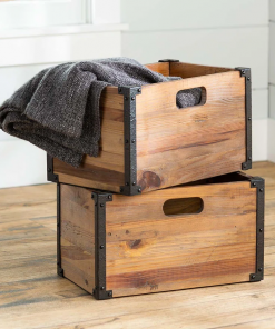 solid wood decorative bin