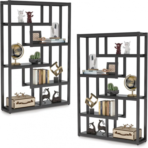 69.29" h x 39.37" w steel geometric bookcase