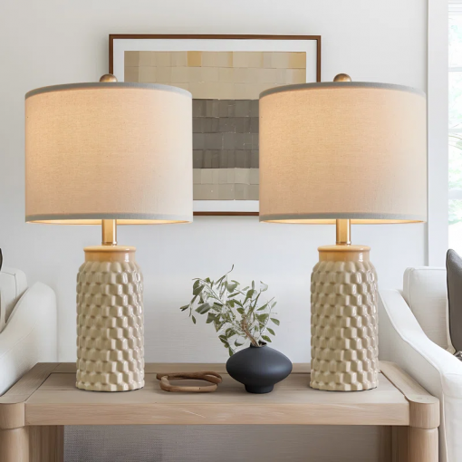 20.5" modern ceramic bedside lamp, for bedroom décor farmhouse table lamp living room office dorm