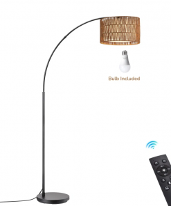 76'' rattan arched dimmable floor lamp with remote control and bulb included