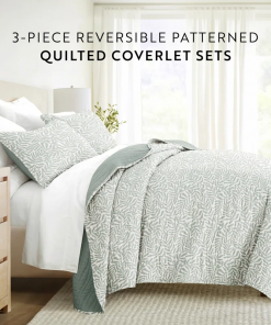 quilt set lightweight all season quilted coverlet tossed ferns