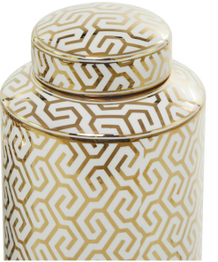 ceramic decorative jars with white floral patterns set