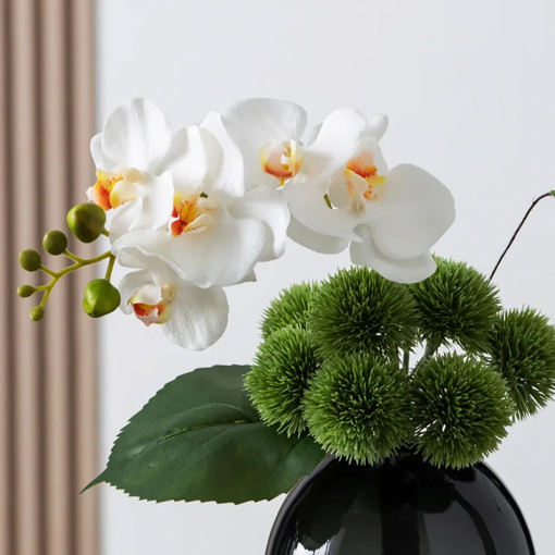 white artificial flower arrangement in vase dining table centerpiece fake flower decor