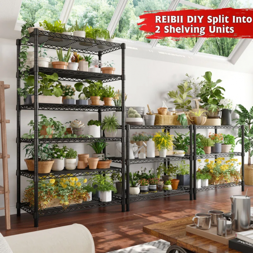 6 tier storage shelves, shelving unit for storage, adjustable kitchen shelves heavy duty pantry shelf
