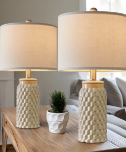 20.5" modern ceramic bedside lamp, for bedroom décor farmhouse table lamp living room office dorm