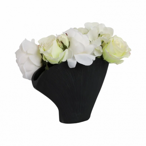 karly modern aluminum metal vase with sculptural design and textured finish for home decor