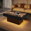 pedestal coffee table with 2 drawers, led coffee table with music sync