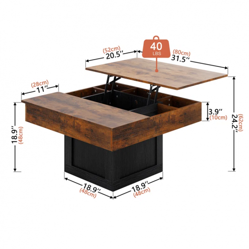 led lift top coffee table with storage