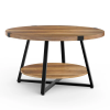 jahaira round coffee table with 2 tier storage shelves