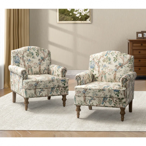 mooresville 30" w armchair with solid wood legs and camelback