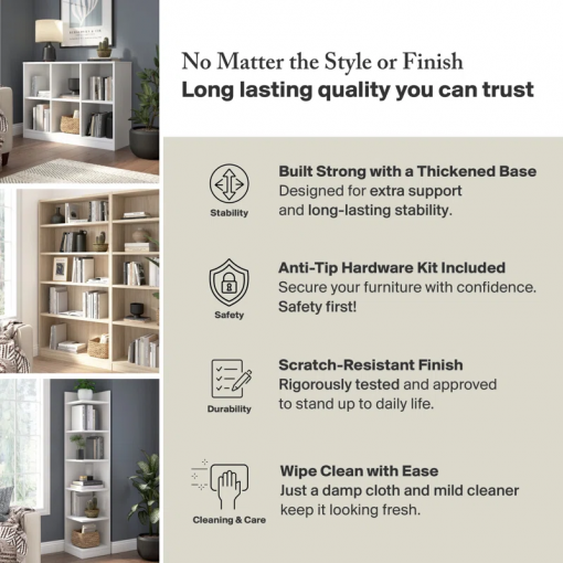 doyno tall 5 shelf bookcase set of 2, storage and display bookshelves for home office and living room