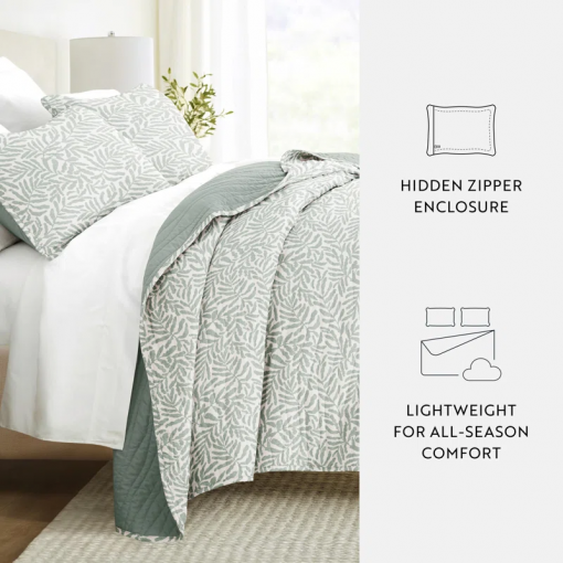 quilt set lightweight all season quilted coverlet tossed ferns