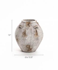 mottled brown and white terracotta 12 inch tall indoor and outdoor jug vase with handles