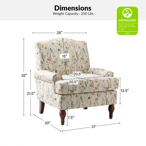 mooresville upholstered armchair with solid wood legs