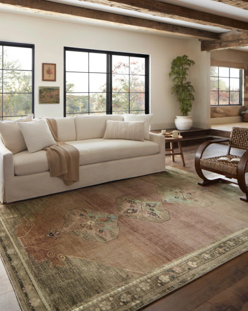 sinclair machine washable clay / tobacco area rug