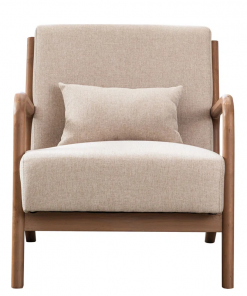 hertford 26" wide mid century upholstered solid wood accent chair with an extra pillow