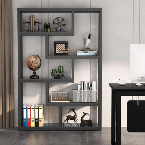 69.29" h x 39.37" w steel geometric bookcase