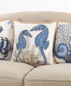 neptunian collection embroidered cotton throw pillow