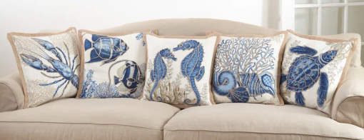 neptunian collection embroidered cotton throw pillow