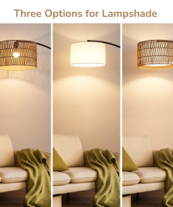 76'' rattan arched dimmable floor lamp with remote control and bulb included