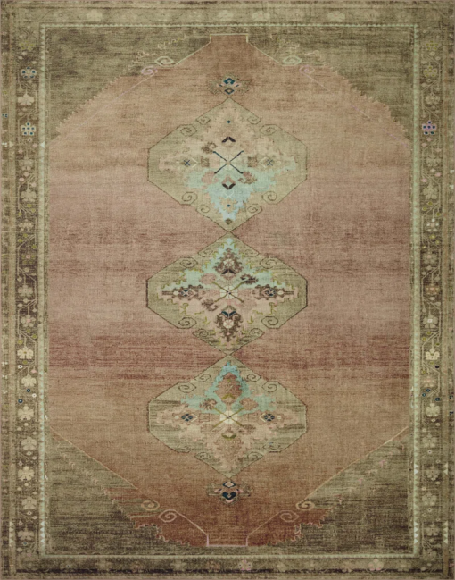 sinclair machine washable clay / tobacco area rug