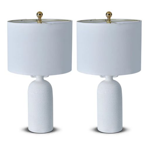 24'' white ceramic table lamp (set of 2)