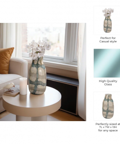 flouressa blue & tan glass vase perfect for modern homes