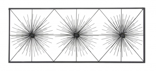 metal sea urchin starburst home wall decor with black frame