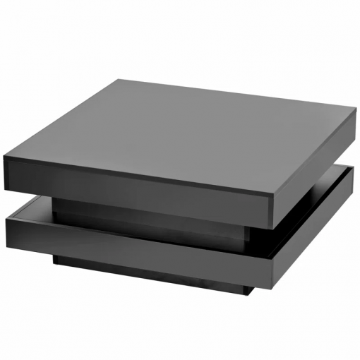 deontea pedestal high gloss minimalist design with led lights, 2 tier square coffee table, center table, living room table