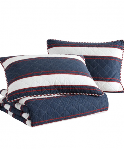 prospect harbor wesley blue cotton reversible quilt set