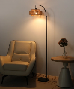 aarzo 69.6'' arched/arc rattan floor lamp with led light and remote control