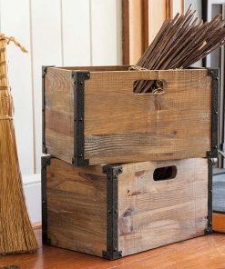 solid wood decorative bin