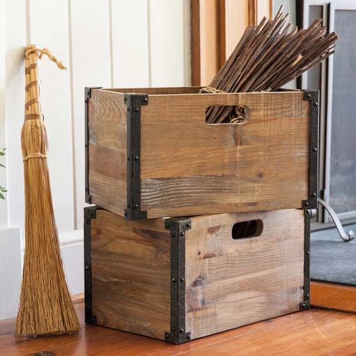 solid wood decorative bin