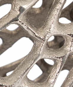 decorative aluminum vase with organic cutout design sculptural metal accent piece modern abstract openwork motif freestanding etched detailing artisan style vase contemporary home decor element.