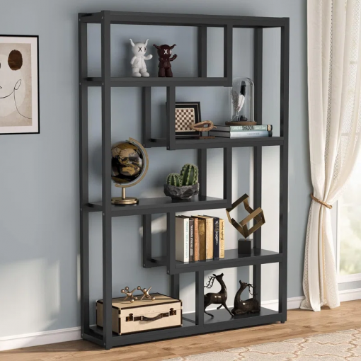69.29" h x 39.37" w steel geometric bookcase