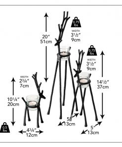 3 piece reindeer votive holder set