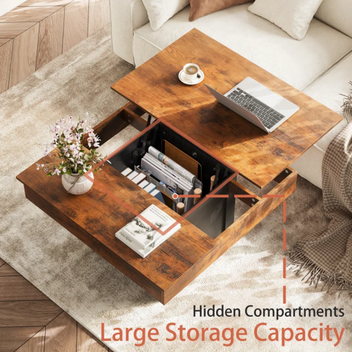 led lift top coffee table with storage