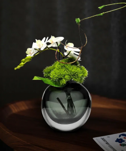 white artificial flower arrangement in vase dining table centerpiece fake flower decor