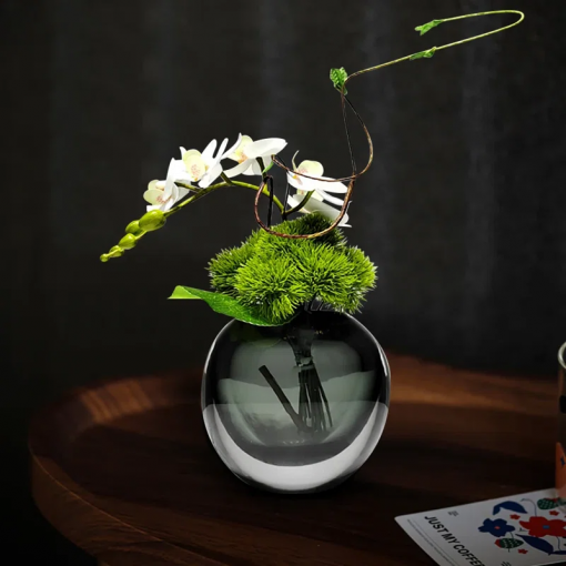 white artificial flower arrangement in vase dining table centerpiece fake flower decor