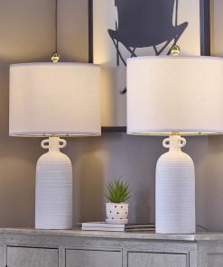 24'' white ceramic table lamp (set of 2)