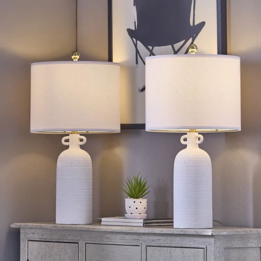 24'' white ceramic table lamp (set of 2)