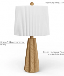 boho style resin table lamp for living room/bedroom/entryway console/decorative supplements with folding shade accent