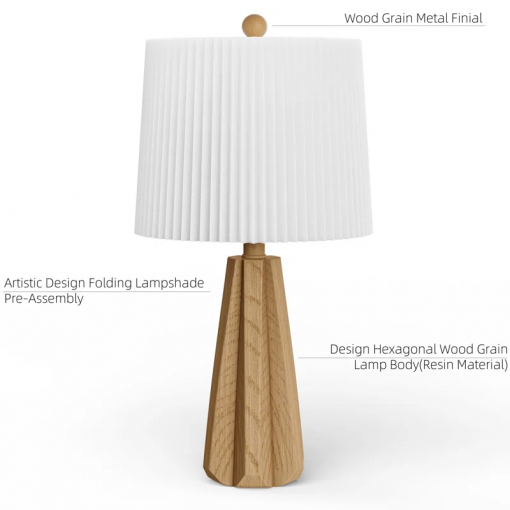 boho style resin table lamp for living room/bedroom/entryway console/decorative supplements with folding shade accent